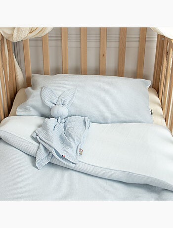 Sevira kids | housse de couette réversible gaze de coton & nid d'abeille