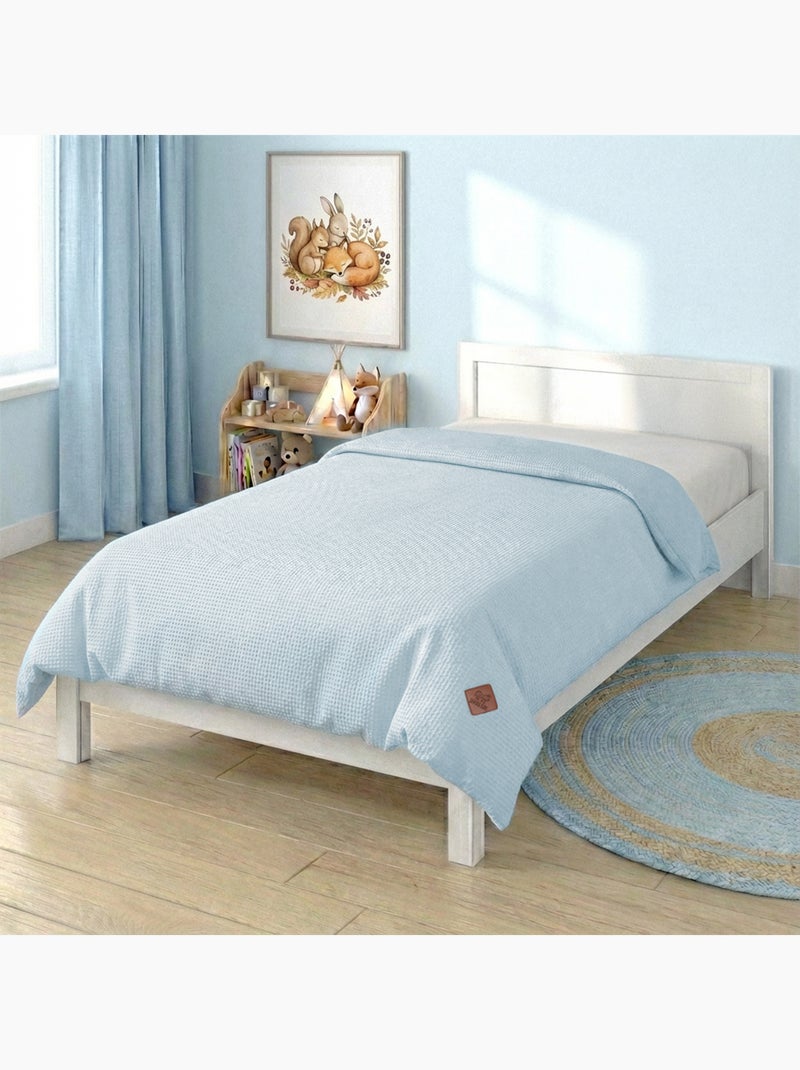 Sevira kids | housse de couette réversible gaze de coton & nid d'abeille Bleu - Kiabi