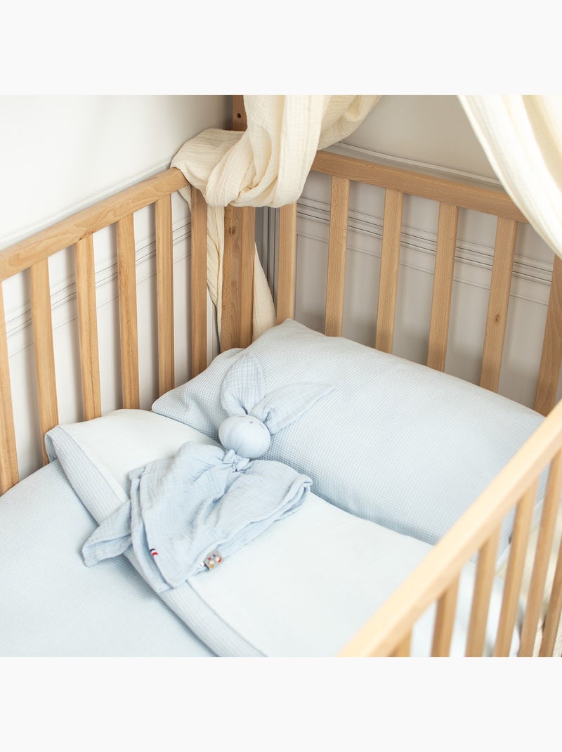 Sevira kids | housse de couette réversible gaze de coton & nid d'abeille Bleu - Kiabi