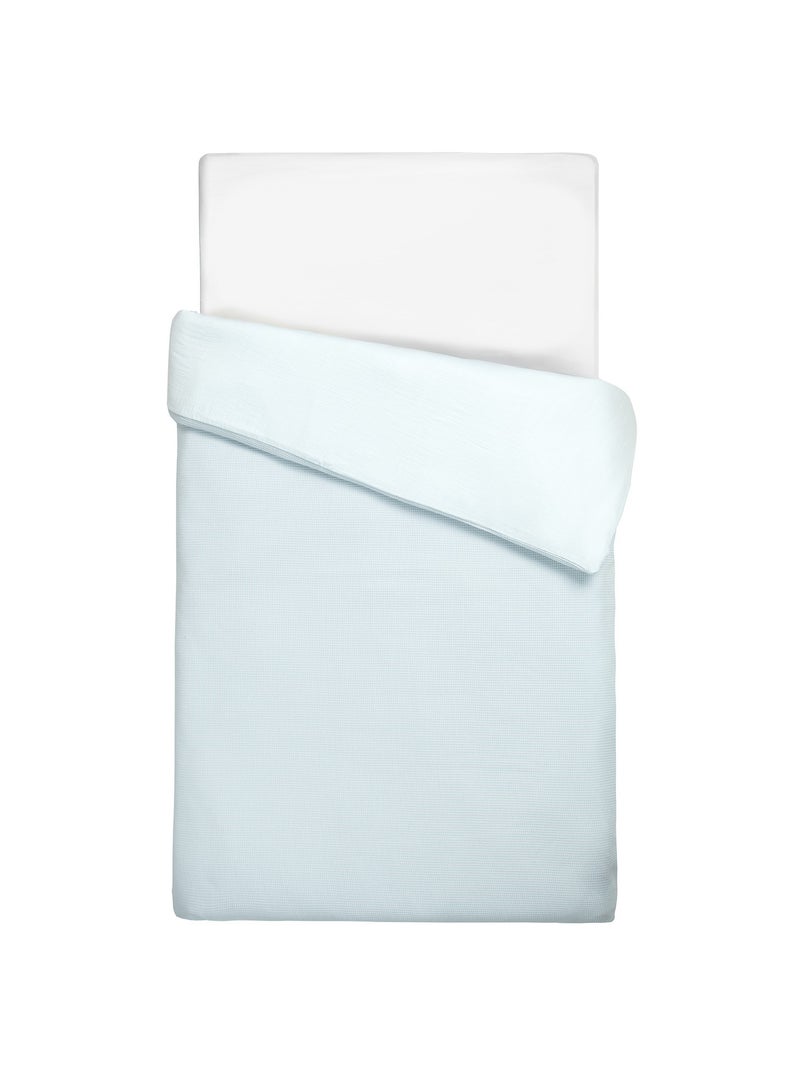 Sevira kids | housse de couette réversible gaze de coton & nid d'abeille Bleu - Kiabi