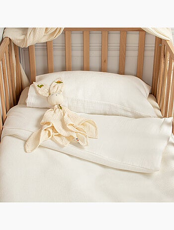 Sevira kids | housse de couette réversible gaze de coton & nid d'abeille