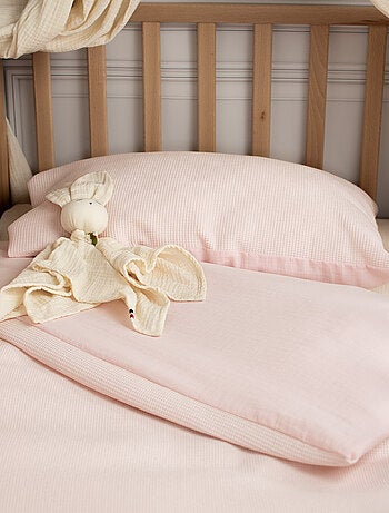Sevira kids | housse de couette réversible gaze de coton & nid d'abeille