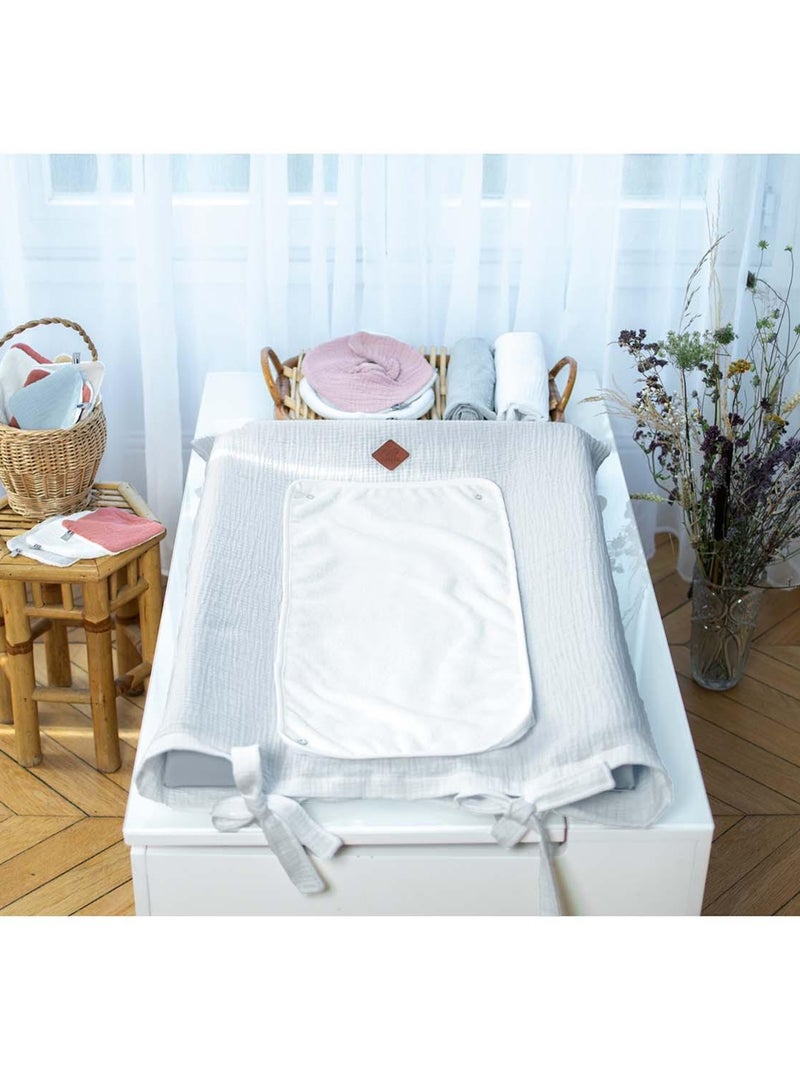 Sevira kids | housse de matelas à langer en gaze de coton jeanne Bleu - Kiabi