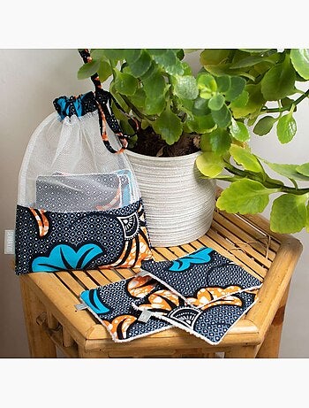 Sevira kids | lingettes lavables 8 pièces wax fleurs de mariage
