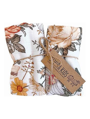 Sevira kids | lot de 2 langes en viscose de bambou néo vintage