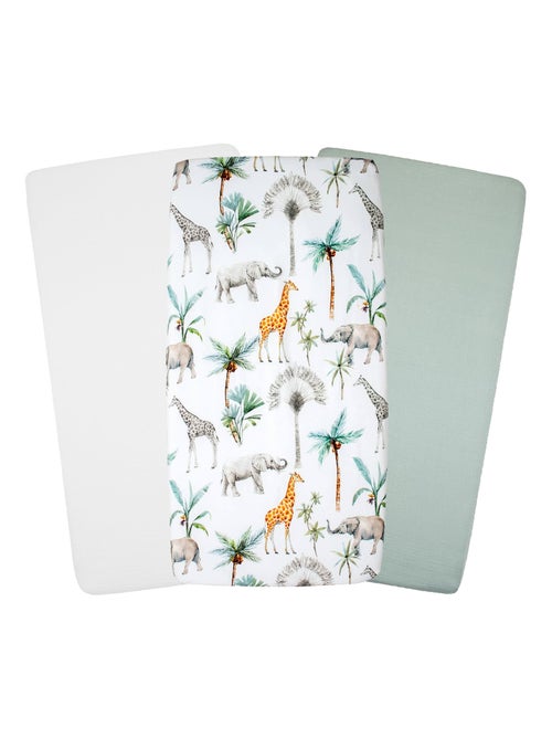 Sevira kids | lot de 3 draps housse berceau en coton safari - Kiabi