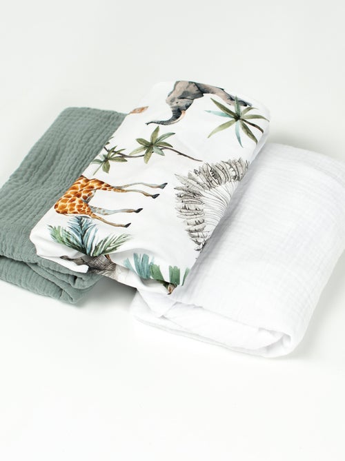 Sevira kids | lot de 3 draps housse berceau en coton safari - Kiabi