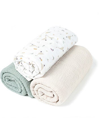 Sevira kids | lot de 3 draps housses couffin en coton sidonia