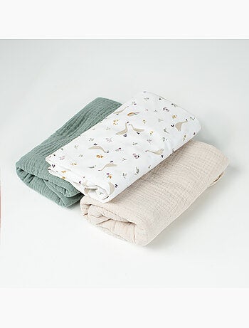 Sevira kids | lot de 3 draps housses couffin en coton sidonia