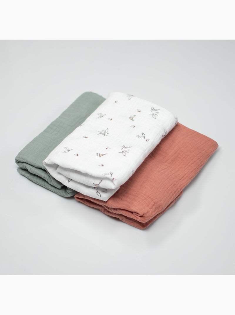 Sevira kids | lot de 3 draps housses couffin en gaze de coton melody Marron - Kiabi