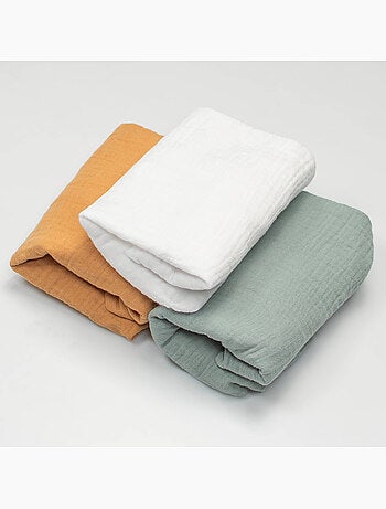 Sevira kids | lot de 3 draps housses couffin en gaze de coton tendance