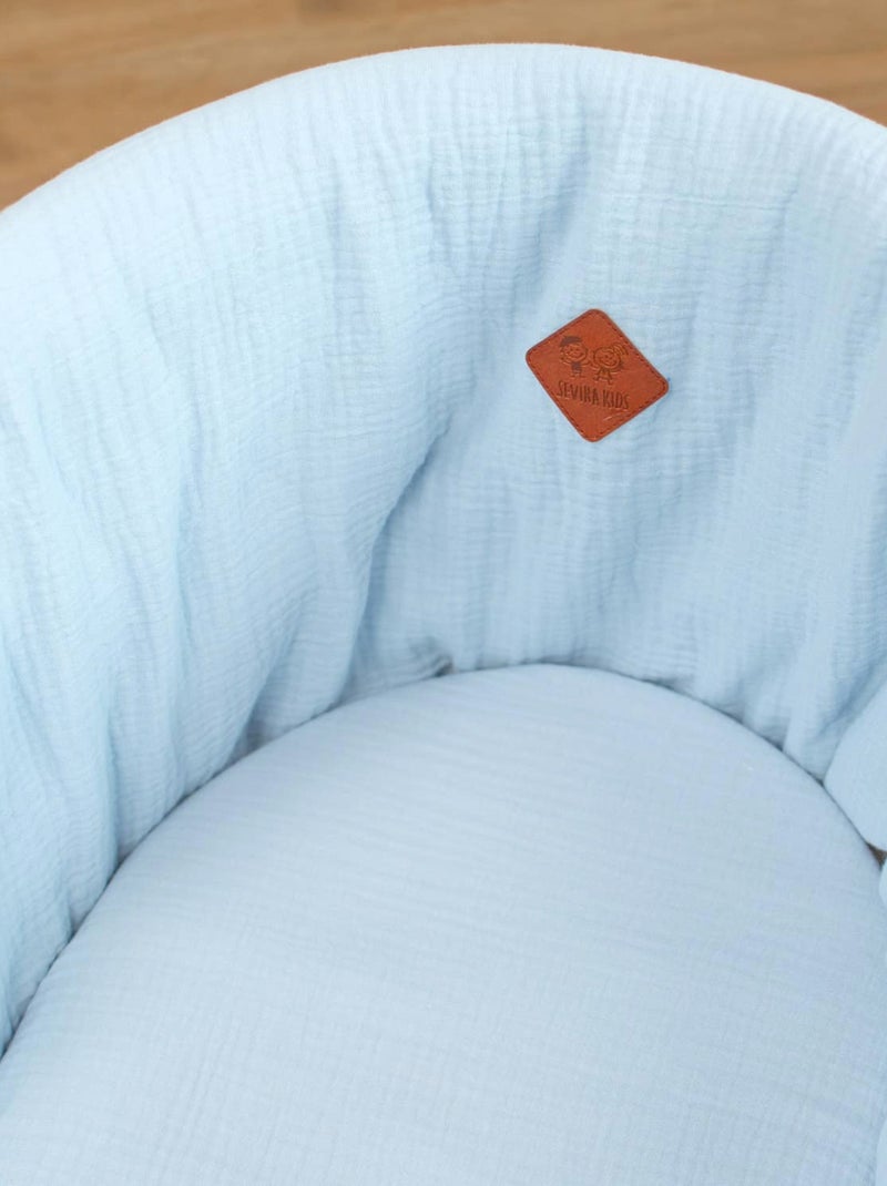 Sevira kids | lot de 3 draps housses couffin en gaze de coton uni Bleu - Kiabi