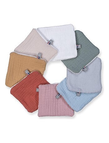 Sevira kids | lot de 8 lingettes lavables bambou et gaze de coton jeanne