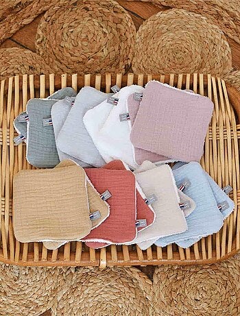Sevira kids | lot de 8 lingettes lavables bambou et gaze de coton jeanne