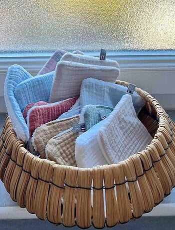 Sevira kids | lot de 8 lingettes lavables bambou et gaze de coton jeanne