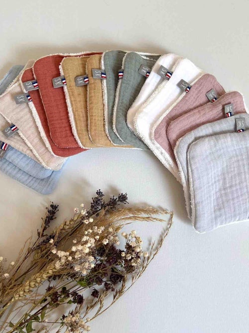 Sevira kids | lot de 8 lingettes lavables bambou et gaze de coton jeanne - Kiabi