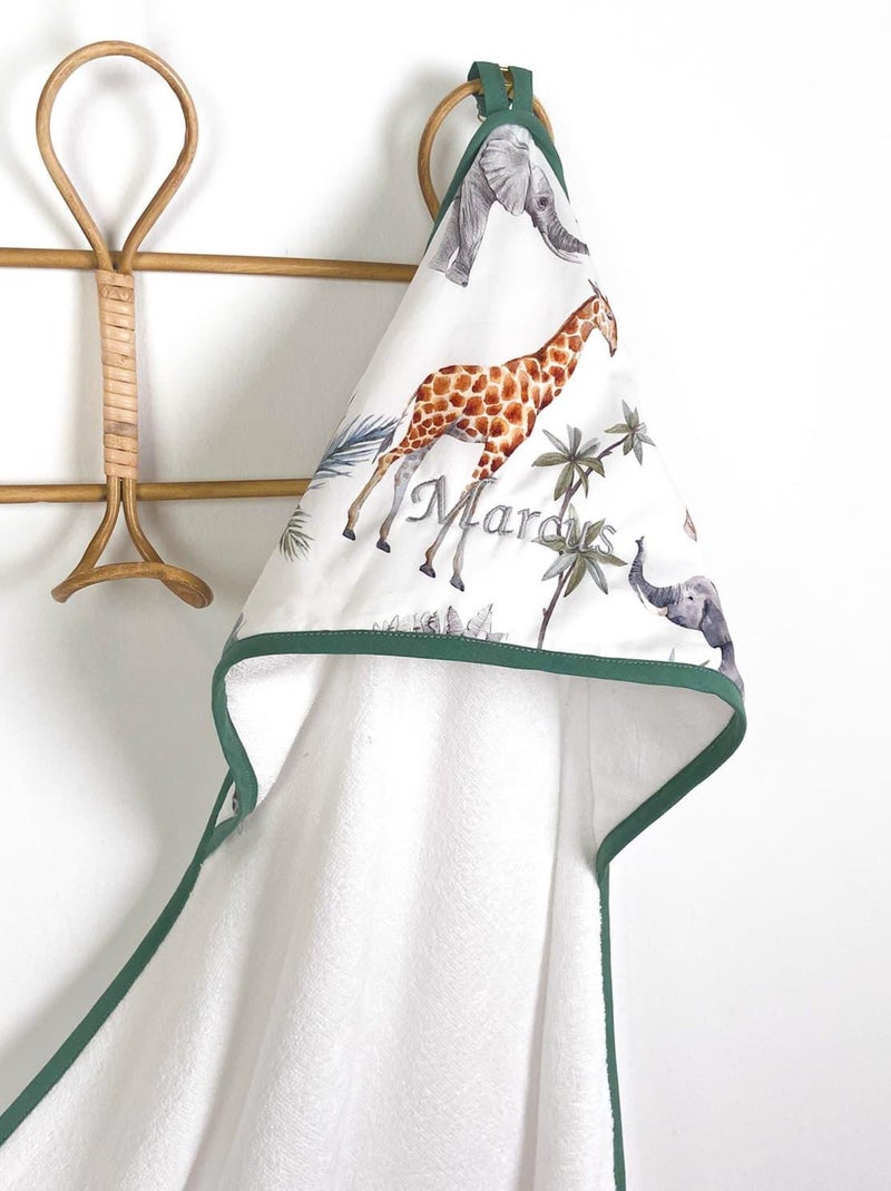 Sevira kids | ma première cape de bain en bambou safari Blanc - Kiabi