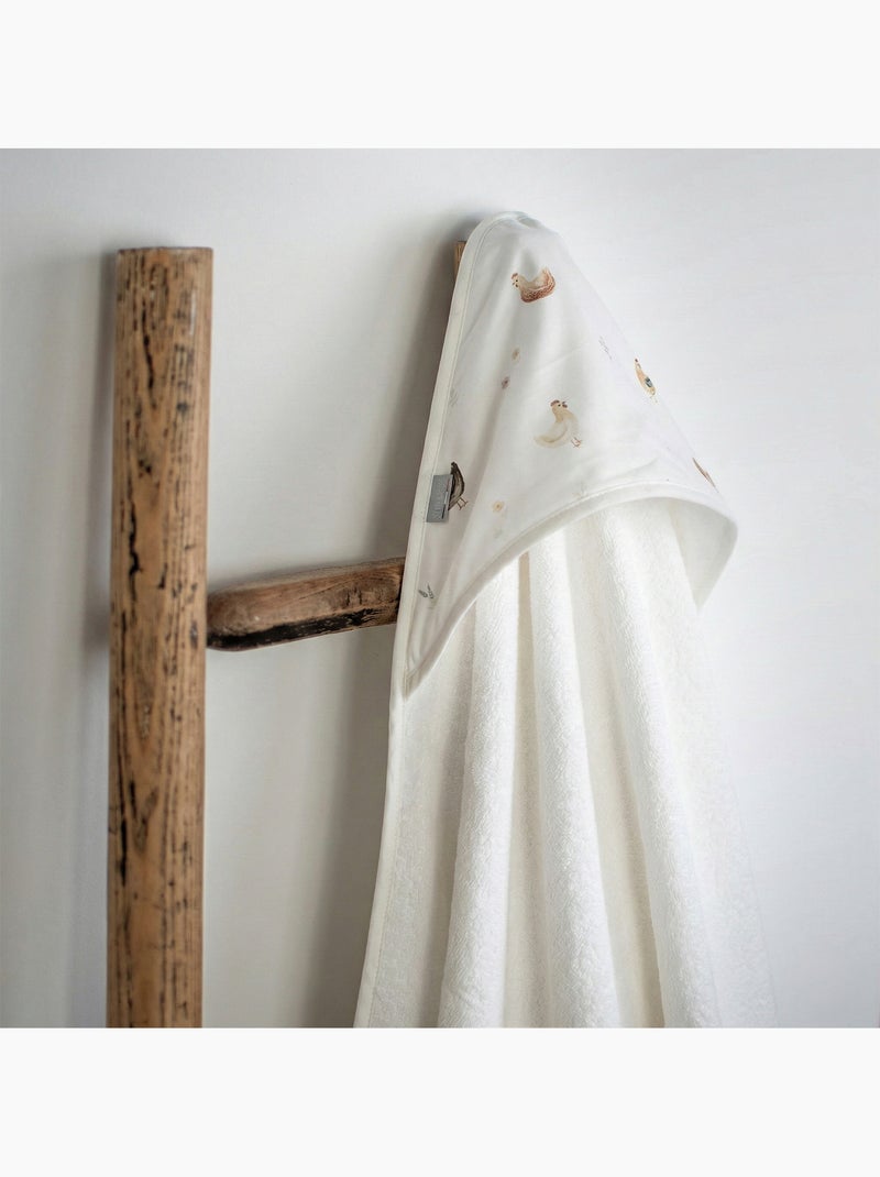 Sevira kids | ma première cape de bain en coton et bambou gallina Ecru - Kiabi