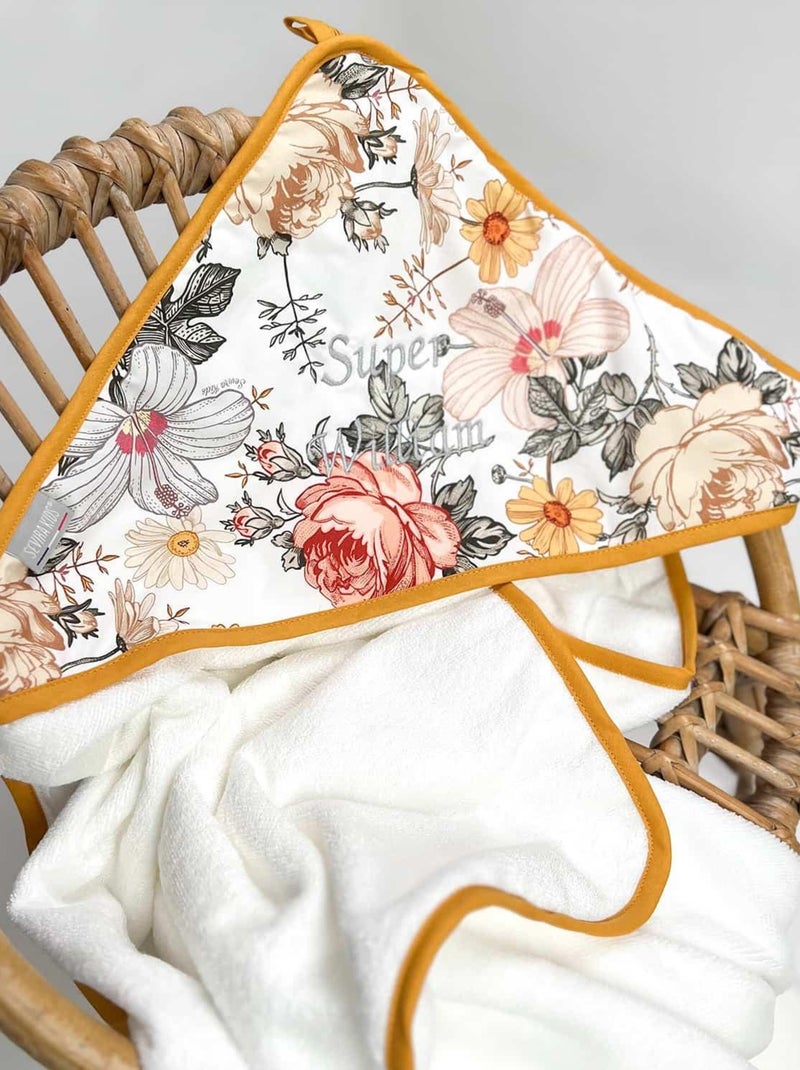 Sevira kids | ma première cape de bain en coton et bambou néo vintage Blanc - Kiabi