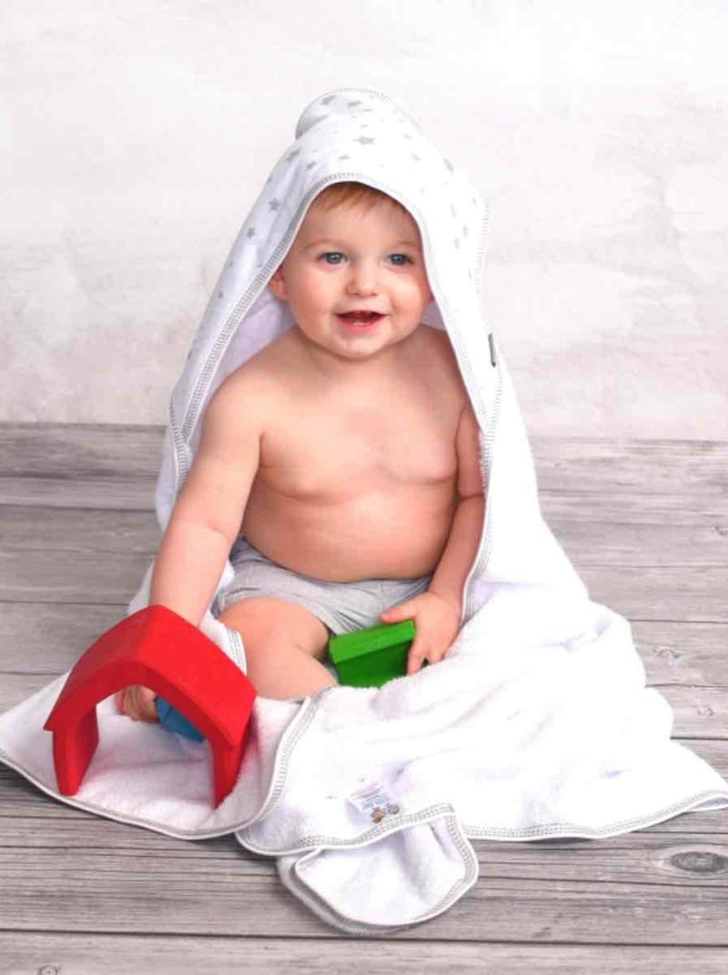 Sevira kids | ma première cape de bain en coton et bambou stella Blanc - Kiabi