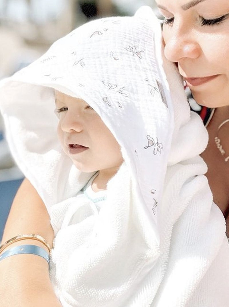 Sevira kids | ma première cape de bain en gaze de coton et bambou melody Blanc - Kiabi