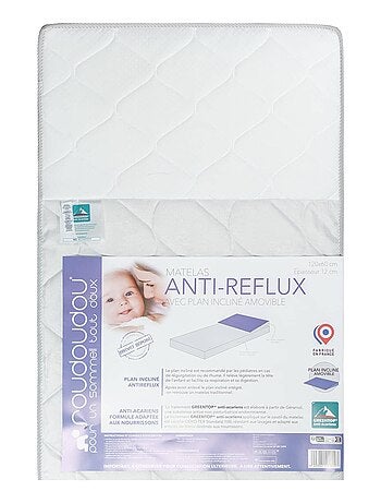 Sevira kids | matelas bébé anti-reflux avec plan incliné amovible - made in france