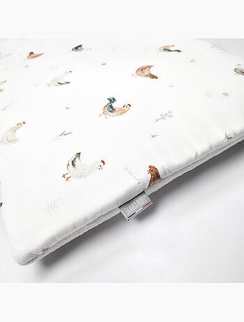 Sevira kids | oreiller plat réversible en satin de coton gallina