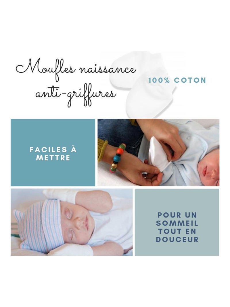 Sevira kids | pack cadeau naissance avec moufles anti-griffures Blanc - Kiabi