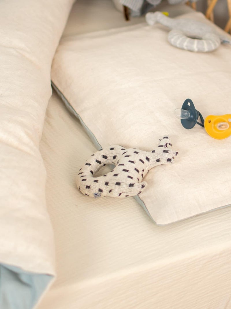 Sevira kids | parure de lit bébé réversible housse de couette et taie d'oreiller en lin lavé Beige - Kiabi