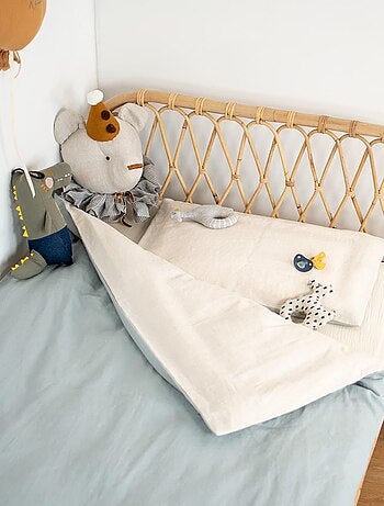 Sevira kids | parure de lit bébé réversible housse de couette et taie d'oreiller en lin lavé