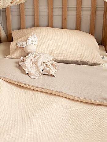 Sevira kids | parure de lit réversible gaze de coton & nid d'abeille