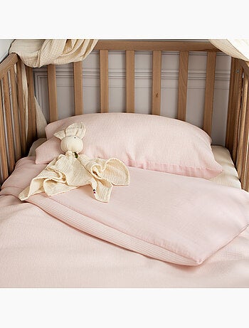 Sevira kids | parure de lit réversible gaze de coton & nid d'abeille