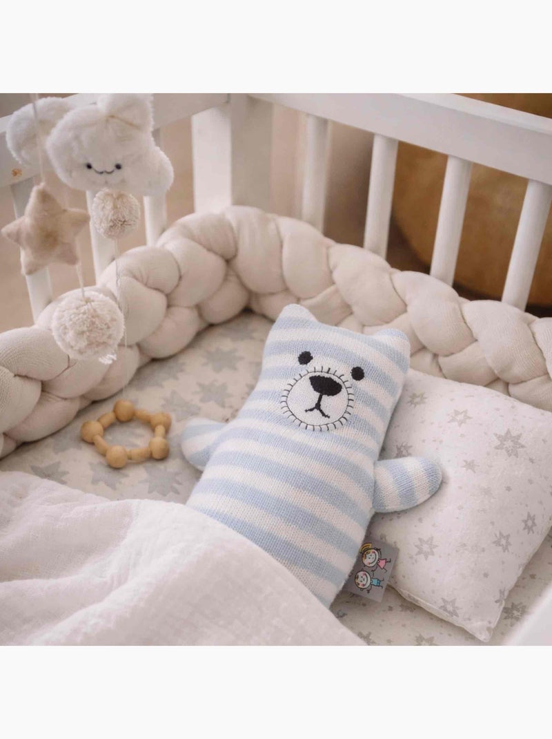 Sevira kids | peluche doudou ourson en coton tricoté Bleu - Kiabi