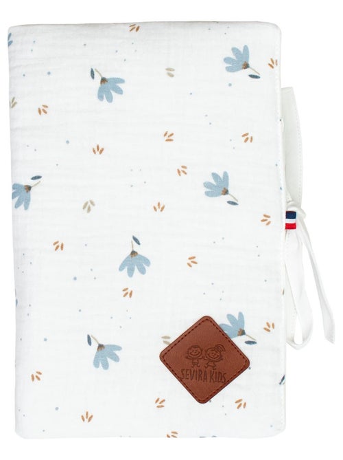 Sevira kids | protège carnet de santé bébé en gaze de coton bleuet - Kiabi