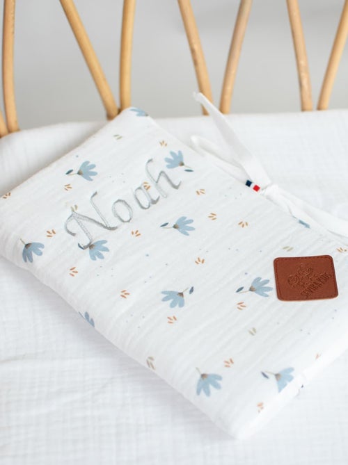 Sevira kids | protège carnet de santé bébé en gaze de coton bleuet - Kiabi