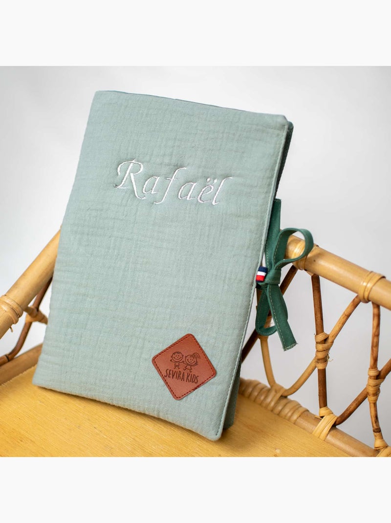 Sevira kids | protège carnet de santé en gaze de coton jeanne Vert d'eau - Kiabi
