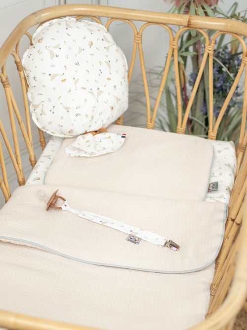 Sevira kids | set berceau couverture et coussin en gaze de coton jeanne - Kiabi