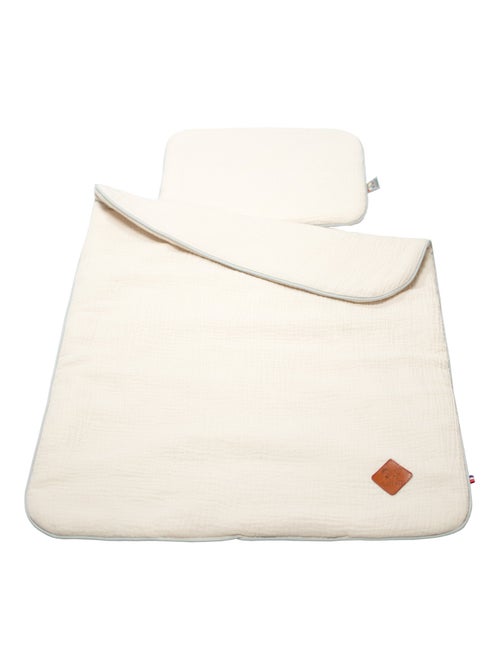 Sevira kids | set berceau couverture et coussin en gaze de coton jeanne - Kiabi