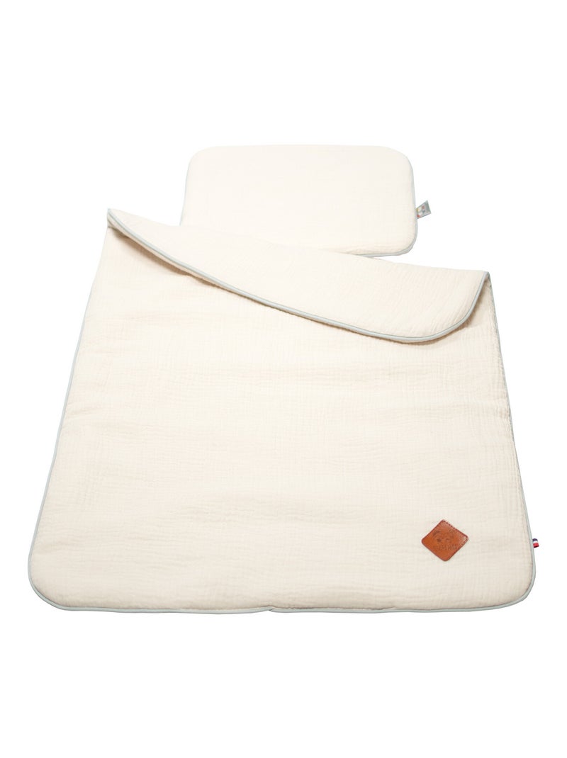 Sevira kids | set berceau couverture et coussin en gaze de coton jeanne Beige - Kiabi