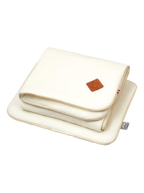 Sevira kids | set berceau couverture et coussin en gaze de coton jeanne - Kiabi