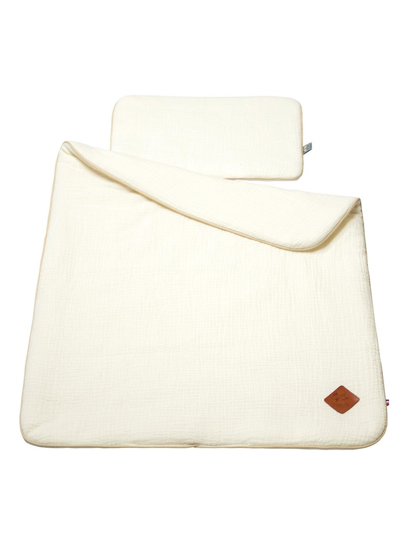 Sevira kids | set berceau couverture et coussin en gaze de coton jeanne Ecru - Kiabi