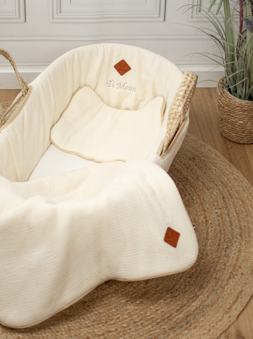 Sevira kids | set berceau couverture et coussin en gaze de coton jeanne - Kiabi