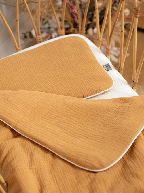Sevira kids | set berceau couverture et coussin en gaze de coton jeanne - Kiabi
