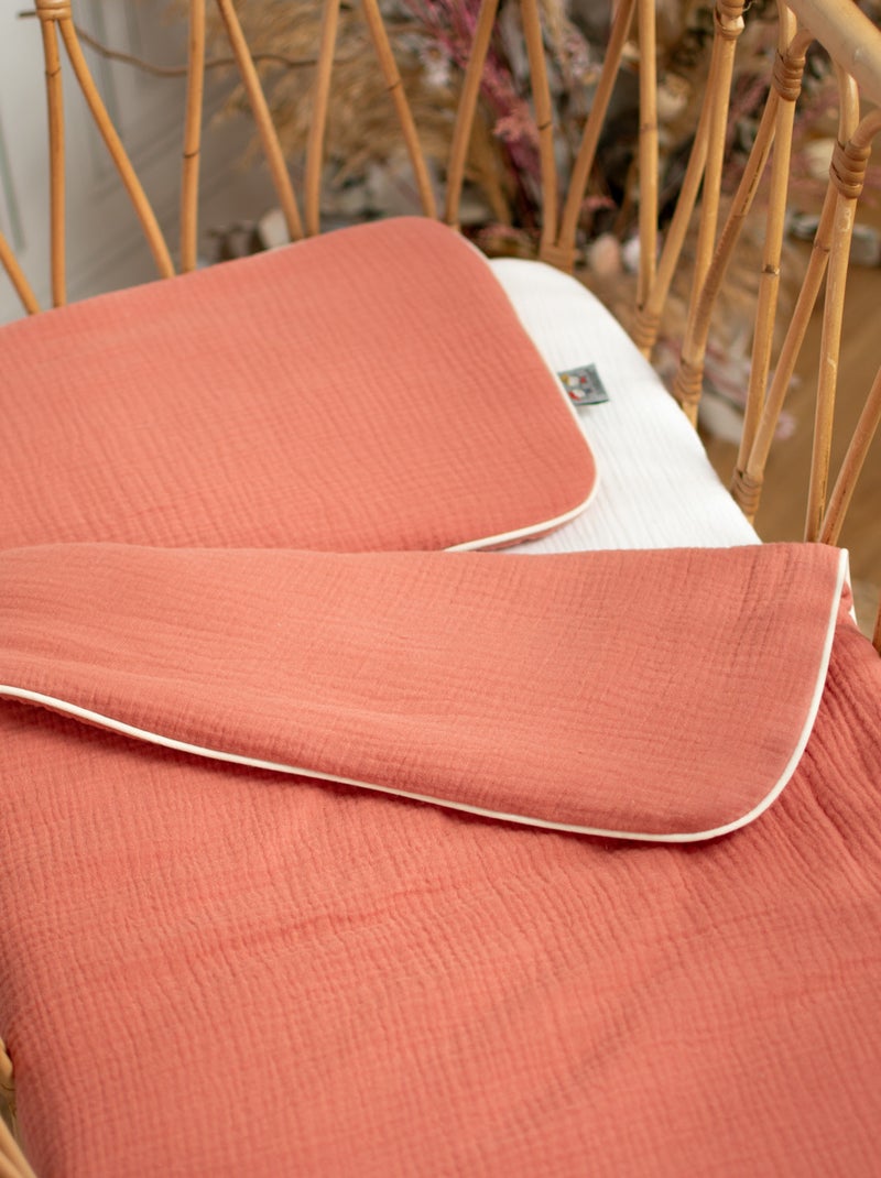 Sevira kids | set berceau couverture et coussin en gaze de coton jeanne Marron - Kiabi