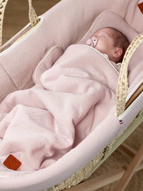 Sevira kids | set berceau couverture et coussin en gaze de coton jeanne - Kiabi