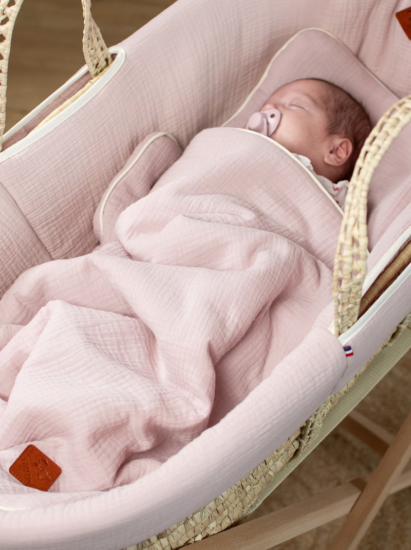 Sevira kids | set berceau couverture et coussin en gaze de coton jeanne Rose - Kiabi