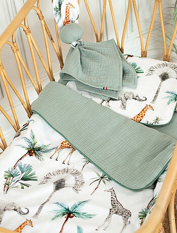 Sevira kids | set couverture et coussin pour berceau et couffin safari