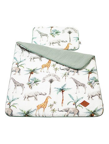 Sevira kids | set couverture et coussin pour berceau et couffin safari