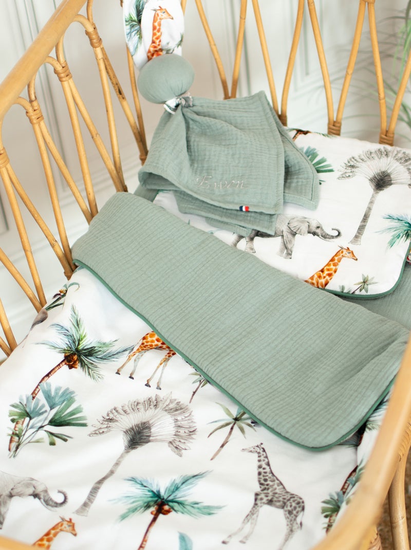 Sevira kids | set couverture et coussin pour berceau et couffin safari Vert d'eau - Kiabi