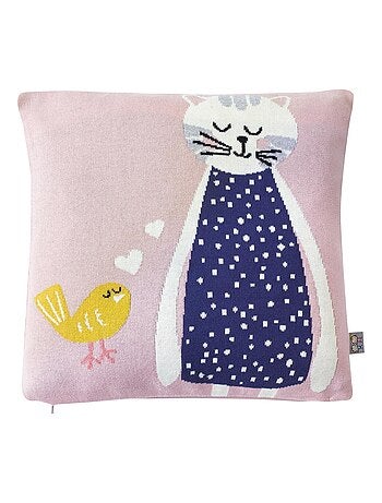 Sevira kids | taie de coussin en coton tricoté chat